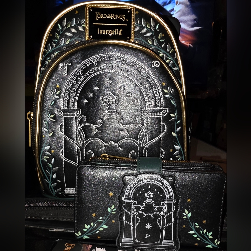 NEW! Loungefly The Lord of the Rings Doors of Durin GID Mini Backpack + Wallet